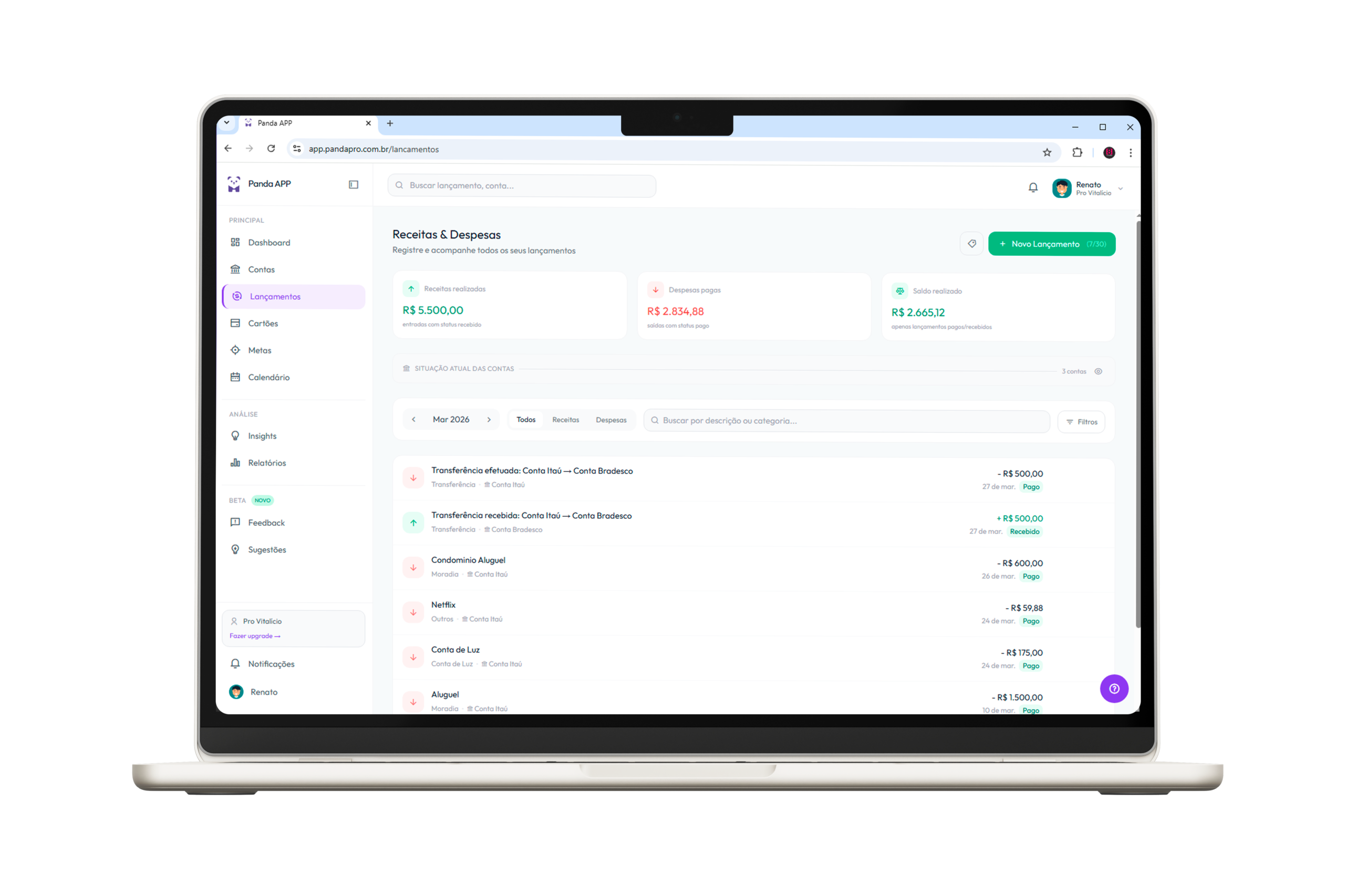 PandaPRO – Controle Financeiro Pessoal
